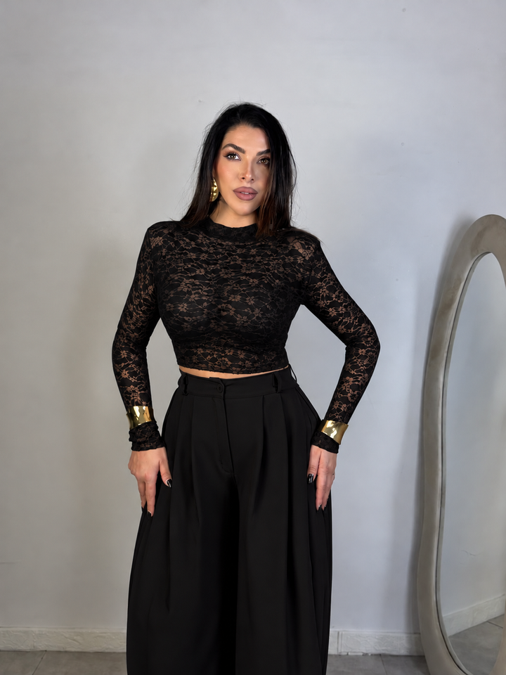 Maglia crop in pizzo “Soft”