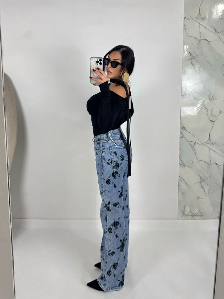 Jeans a palazzo “Flowers”