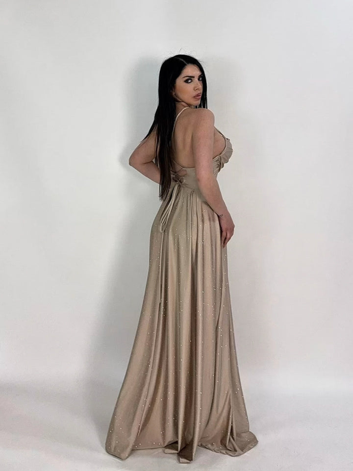Abito con strass e scollo dietro “Ilenia”