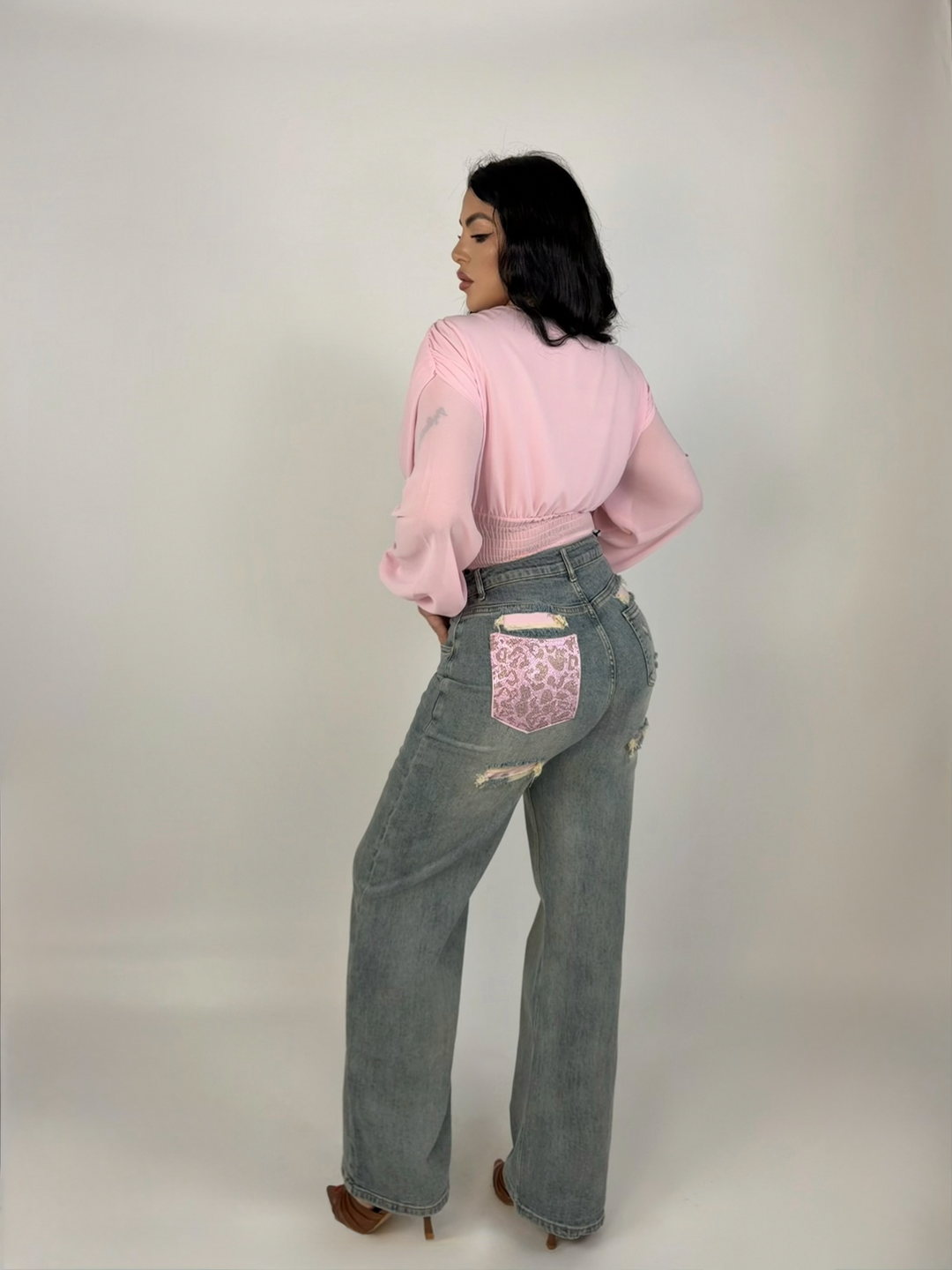 Jeans con tasca strass “Candy 2.0”