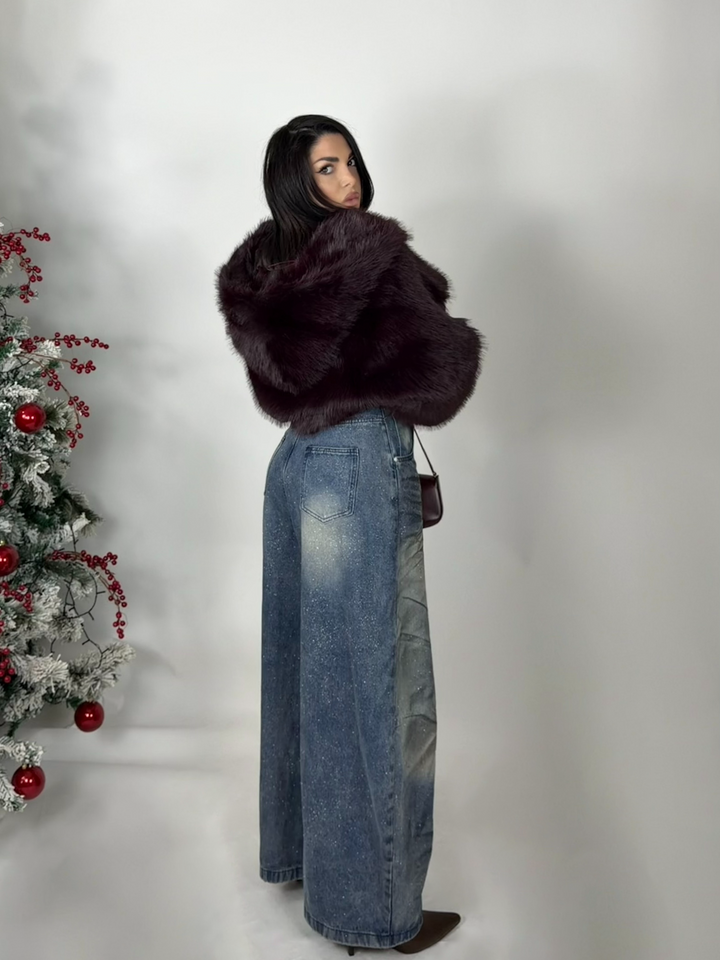 Jeans balloon con brillantini “Ice”