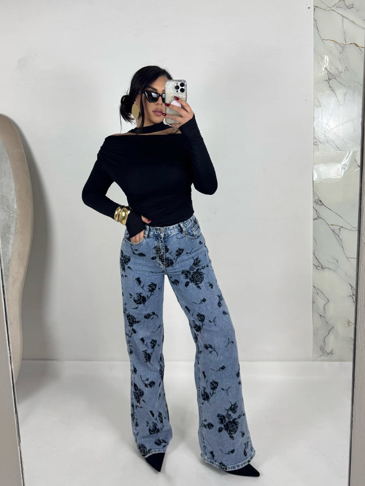 Jeans a palazzo “Flowers”