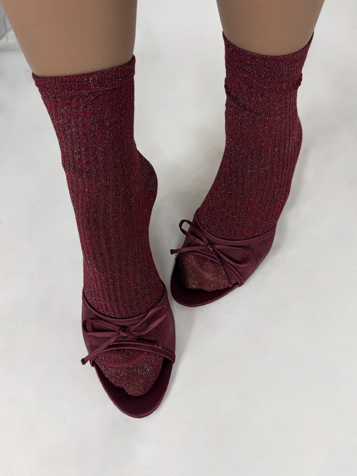 Calze corte in maglia lurex