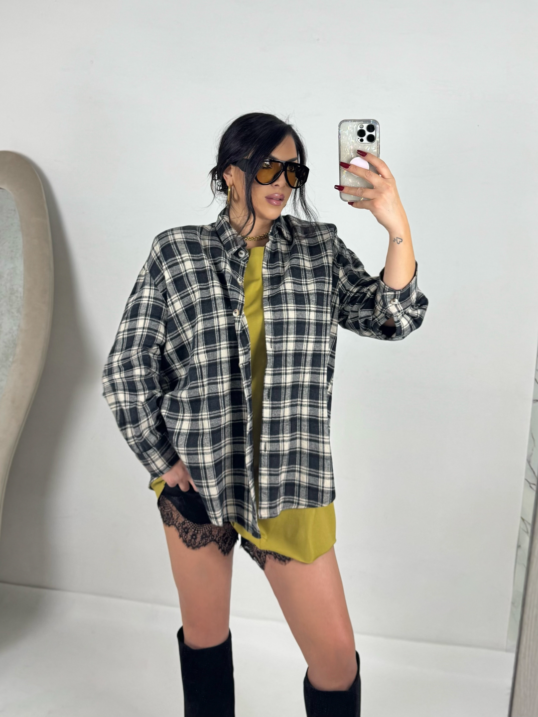 Camicia in flanella con spalline imbottite “Sarah”