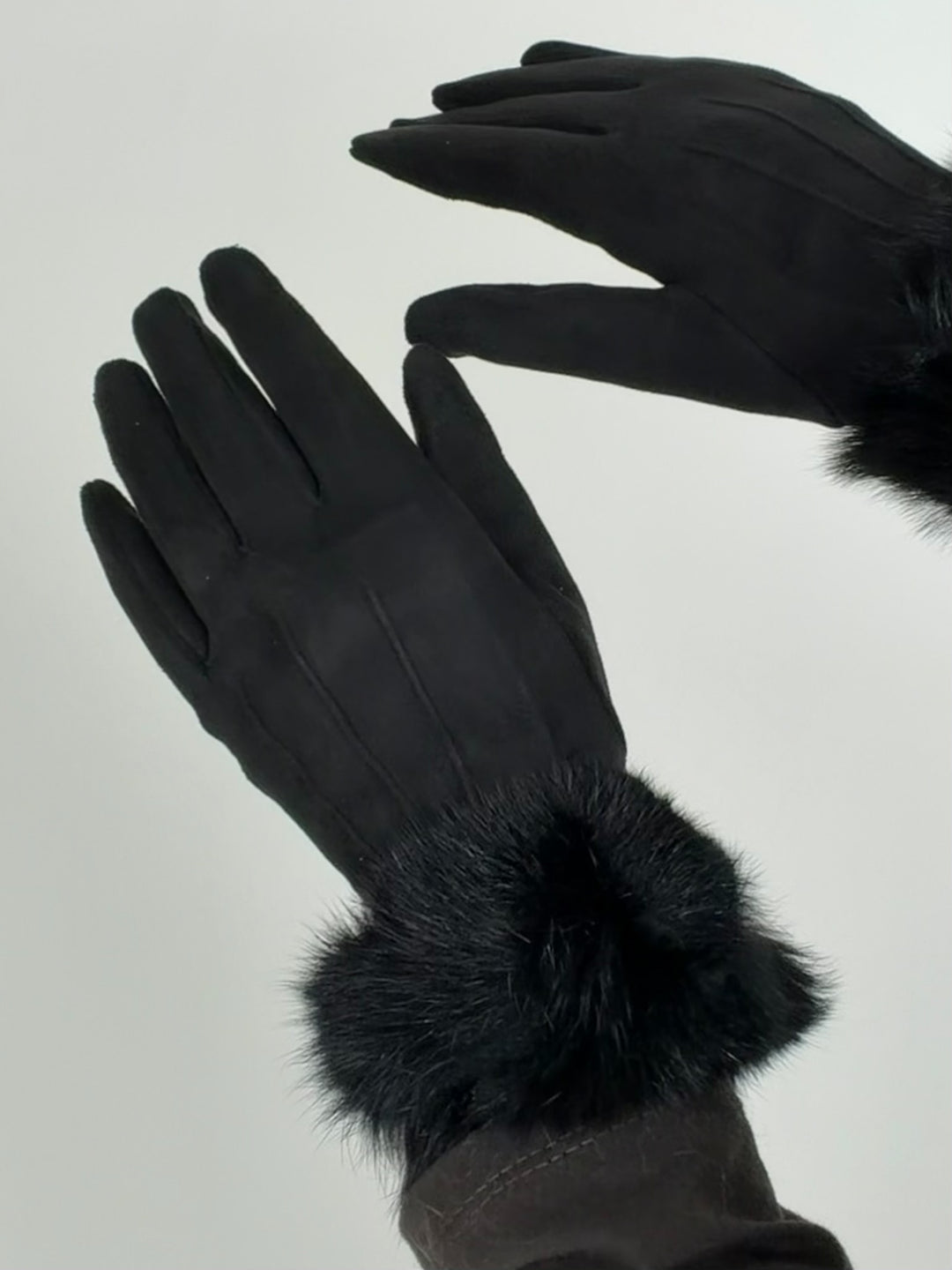 Guanti scamosciati con eco pelliccia “Debby”