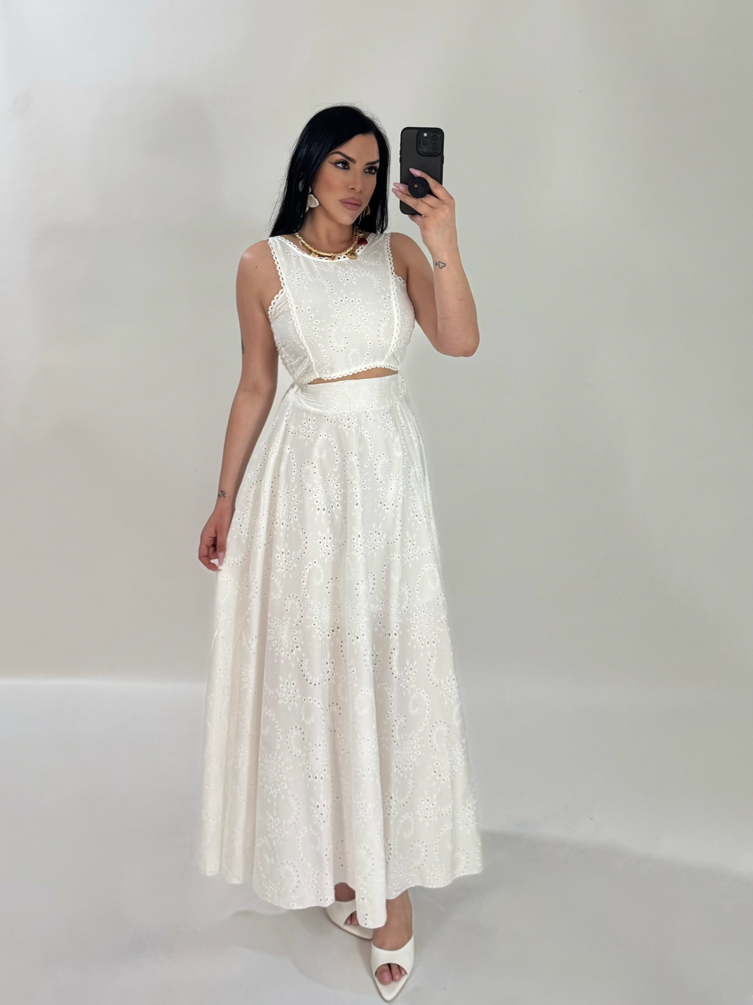 Coordinato in pizzo sangallo “Elena”
