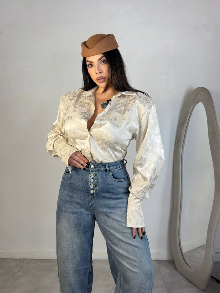 Jeans baggy con bottoni gioiello “Saint”