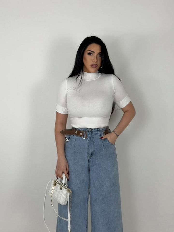 Maglione in lana mezza manica “Emily”