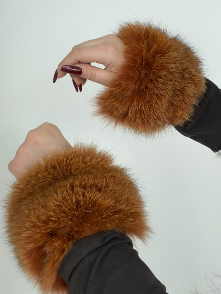 Coppia di polsini in vera pelliccia di volpe vintage  03