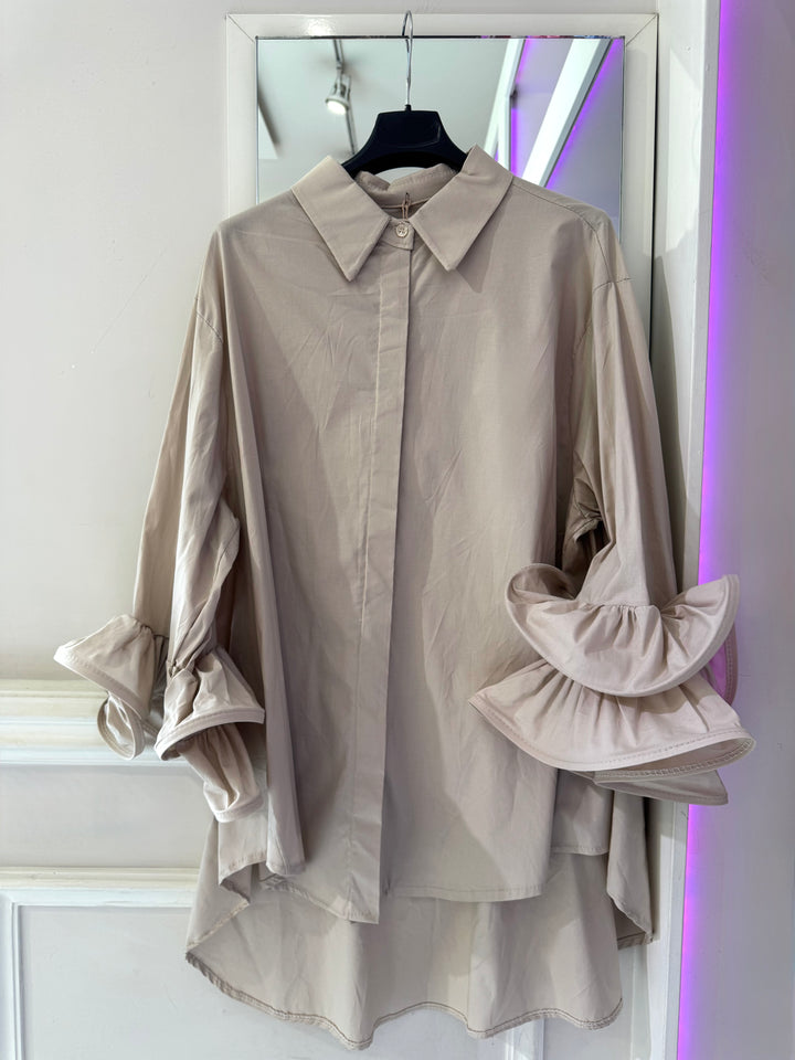 Camicia in cotone con rouche “Monica”