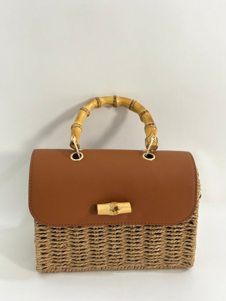 Borsa in rafia ed eco pelle “Diva”