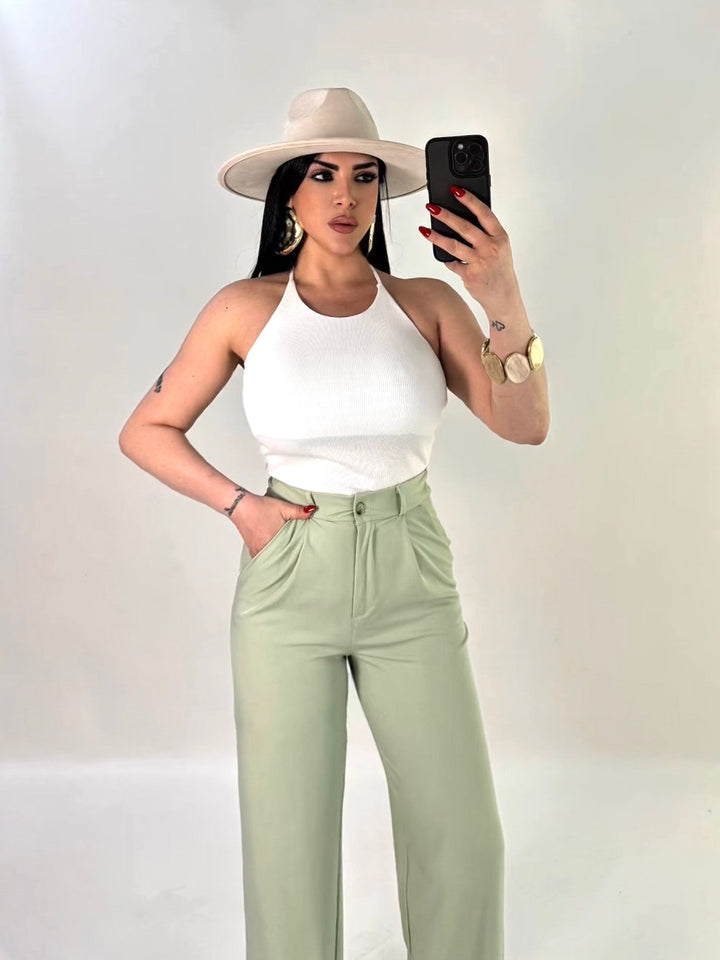 Top a costine scollo all’americana “Soft”