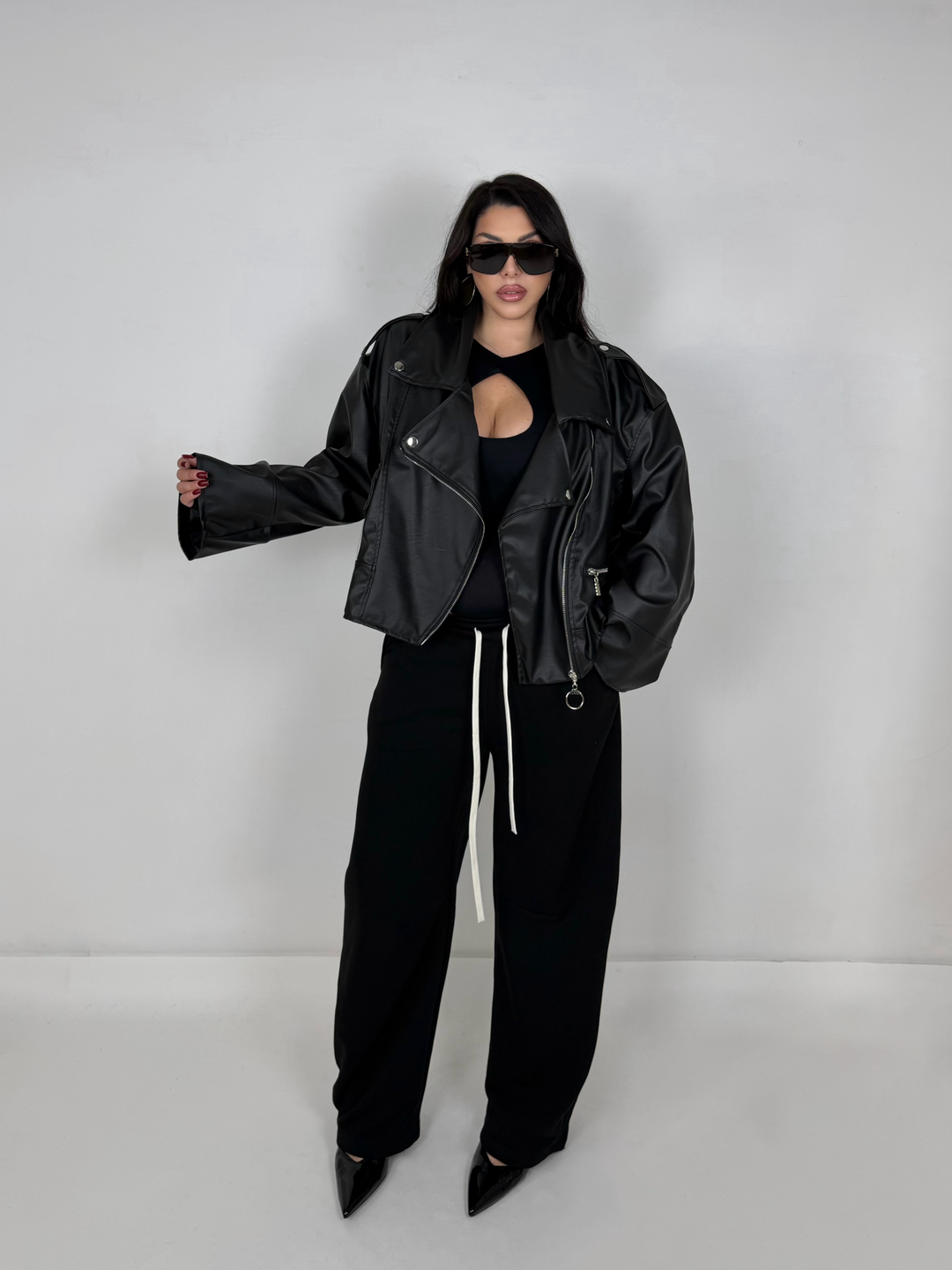 Maxi Giubbotto in eco pelle “Metropolis”