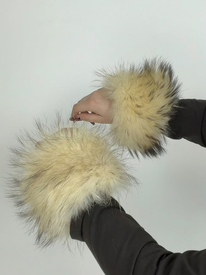 Coppia di polsini in vera pelliccia di volpe vintage  04