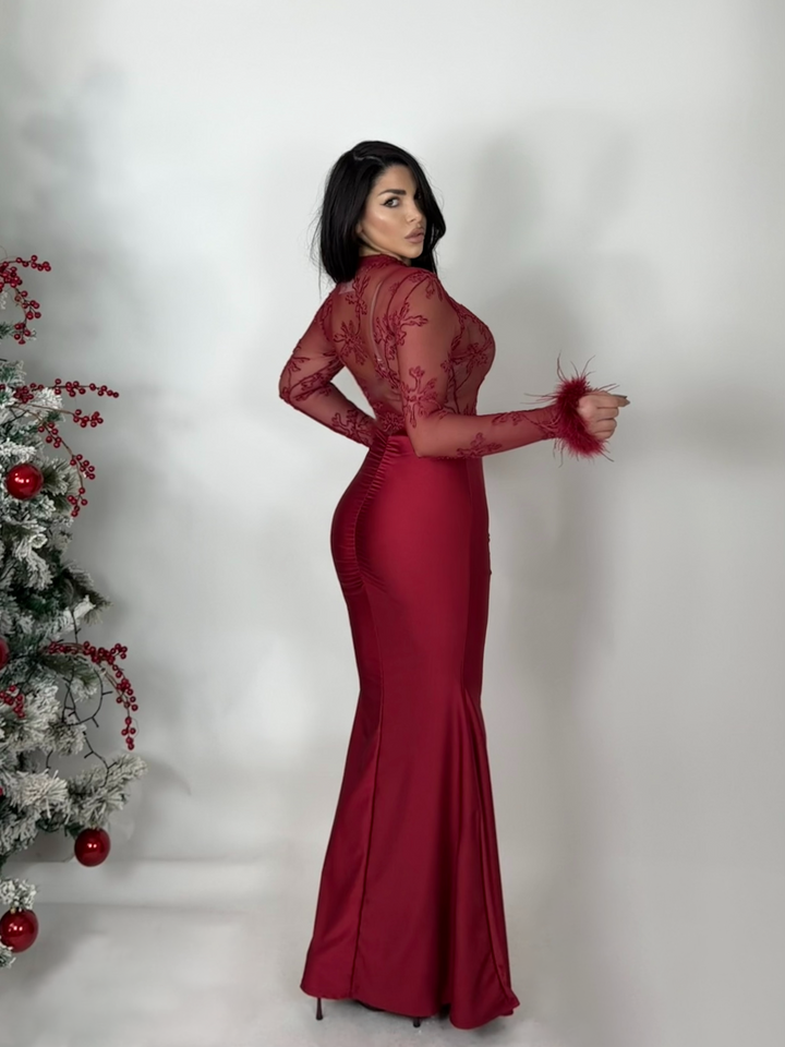 Abito con piume “Magda”