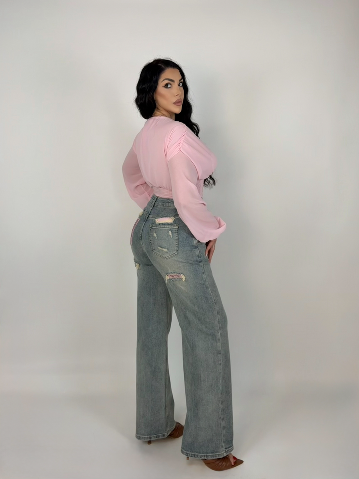Jeans con tasca strass “Candy 2.0”