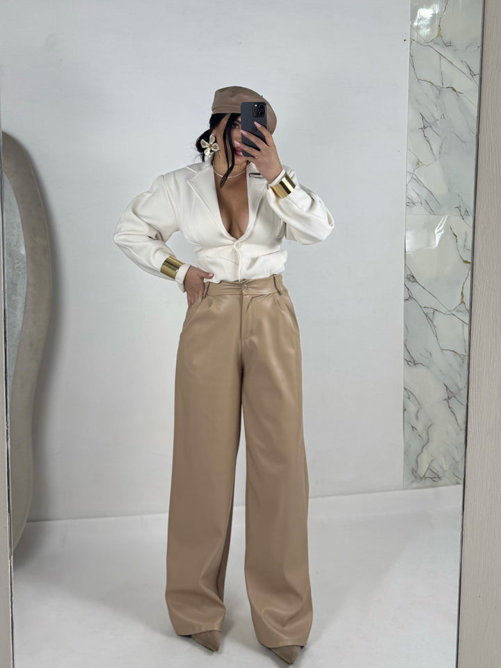 Pantaloni a palazzo in eco pelle “Priscilla”