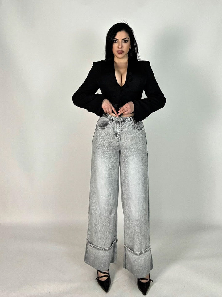 Jeans wide leg con risvolto “Ilaria”