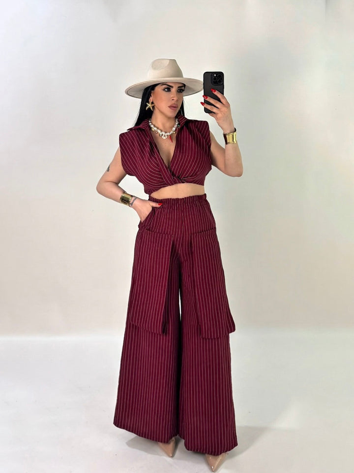 Coordinato effetto lino “Pinstripe”