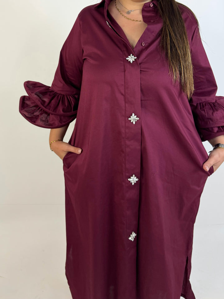 Abito camicia con bottoni gioiello “Shine”