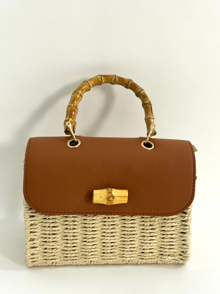 Borsa in rafia ed eco pelle “Diva”