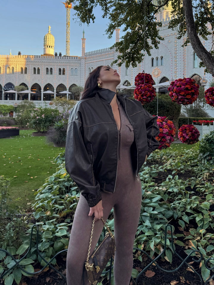 Giubbotto bomber in eco pelle “Dominique”