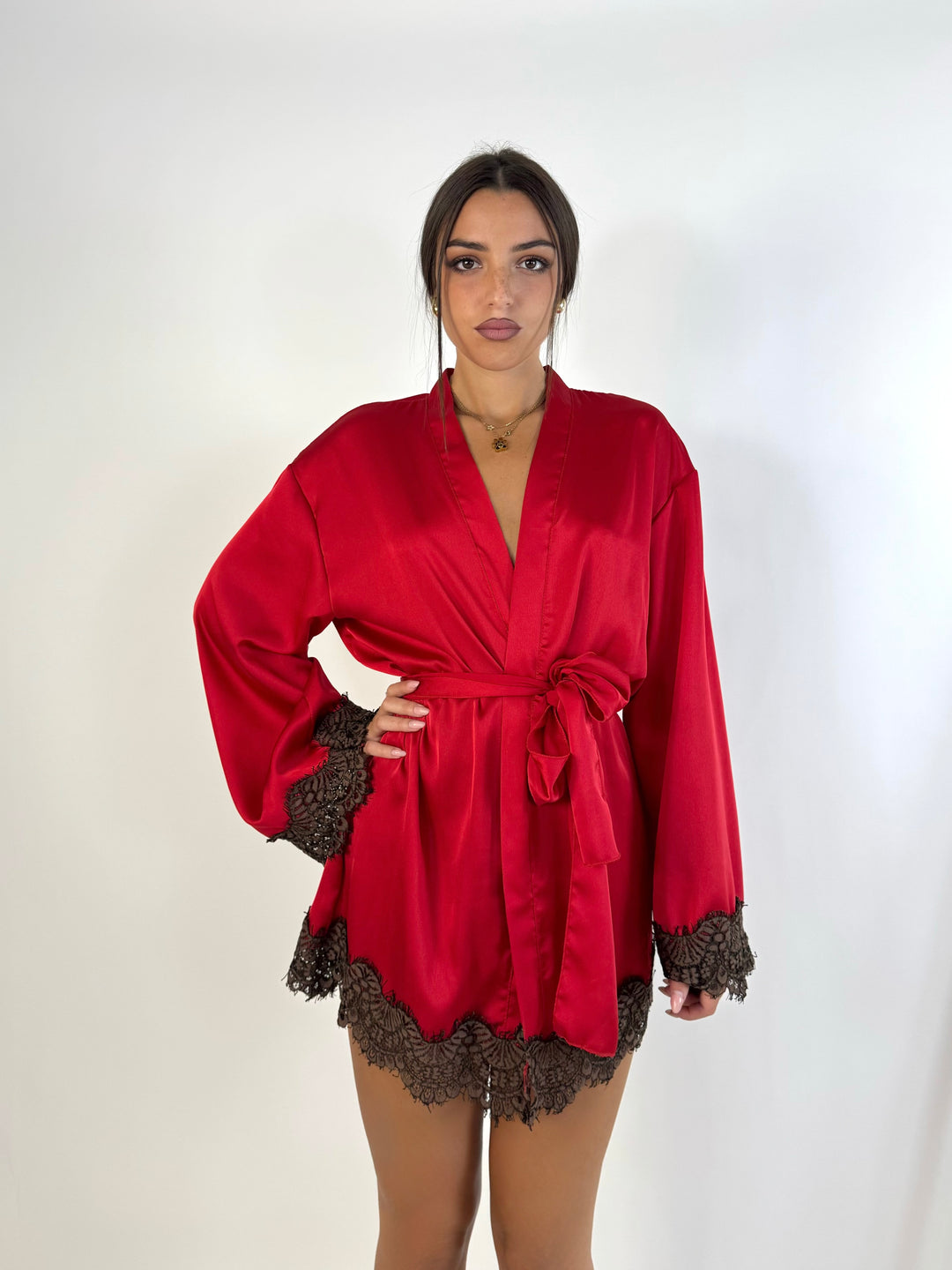 Kimono in raso e pizzo “Jessy”