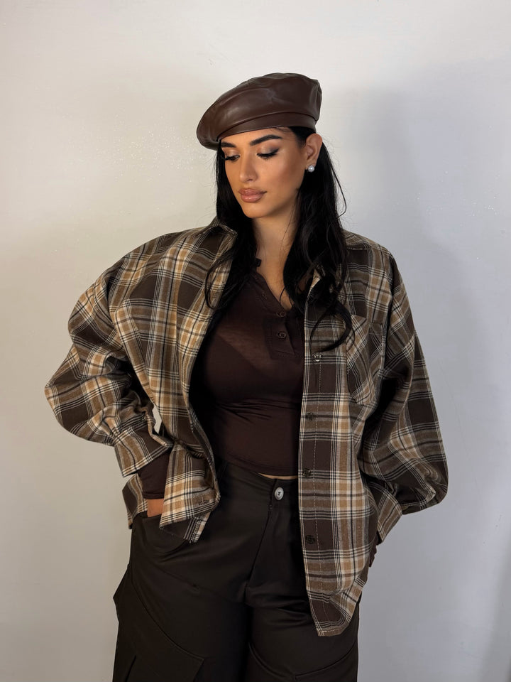 Camicia a quadroni con maniche palloncino
