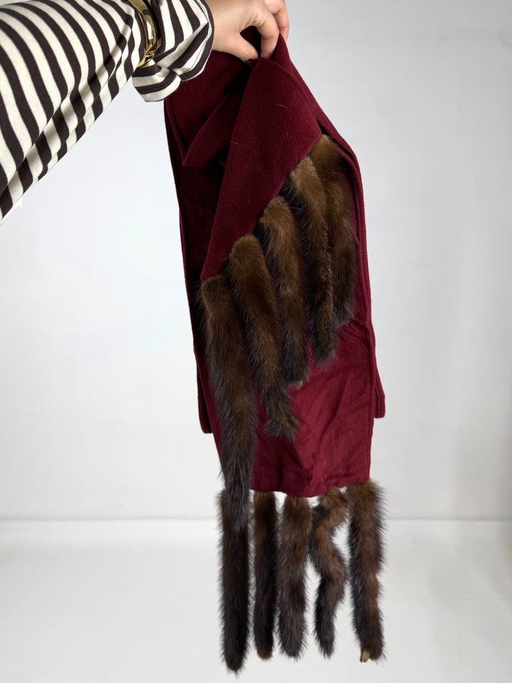 Sciarpa in lana con code di visone vintage