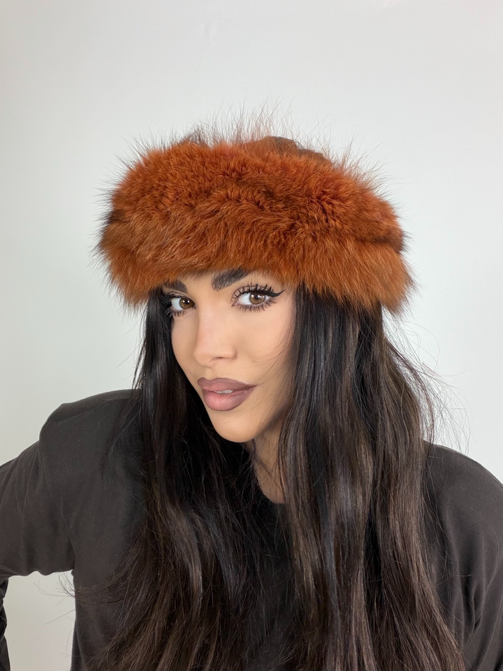 Set Fascia e polsini in Vera pelliccia di volpe vintage 03