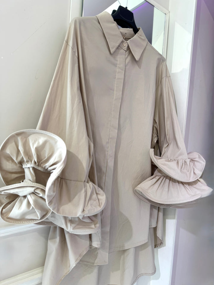 Camicia in cotone con rouche “Monica”