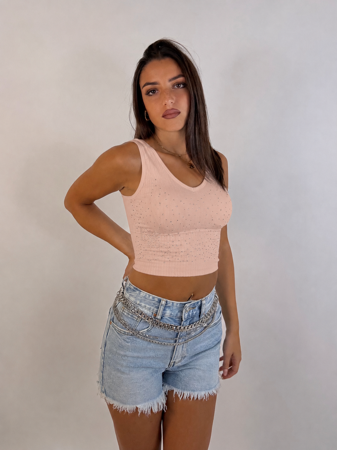 Crop top modellante con coppe “Diamond”