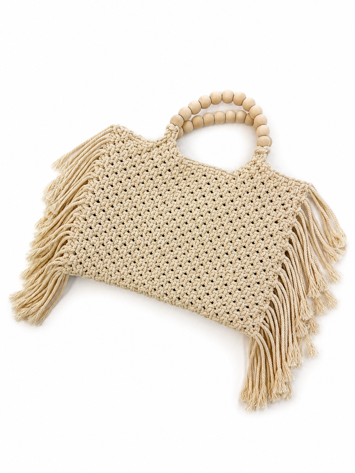 Borsa crochet con manici in legno “Marina”
