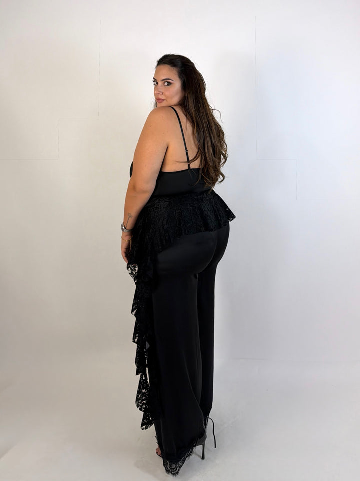 Pantaloni in raso e pizzo “Romina”