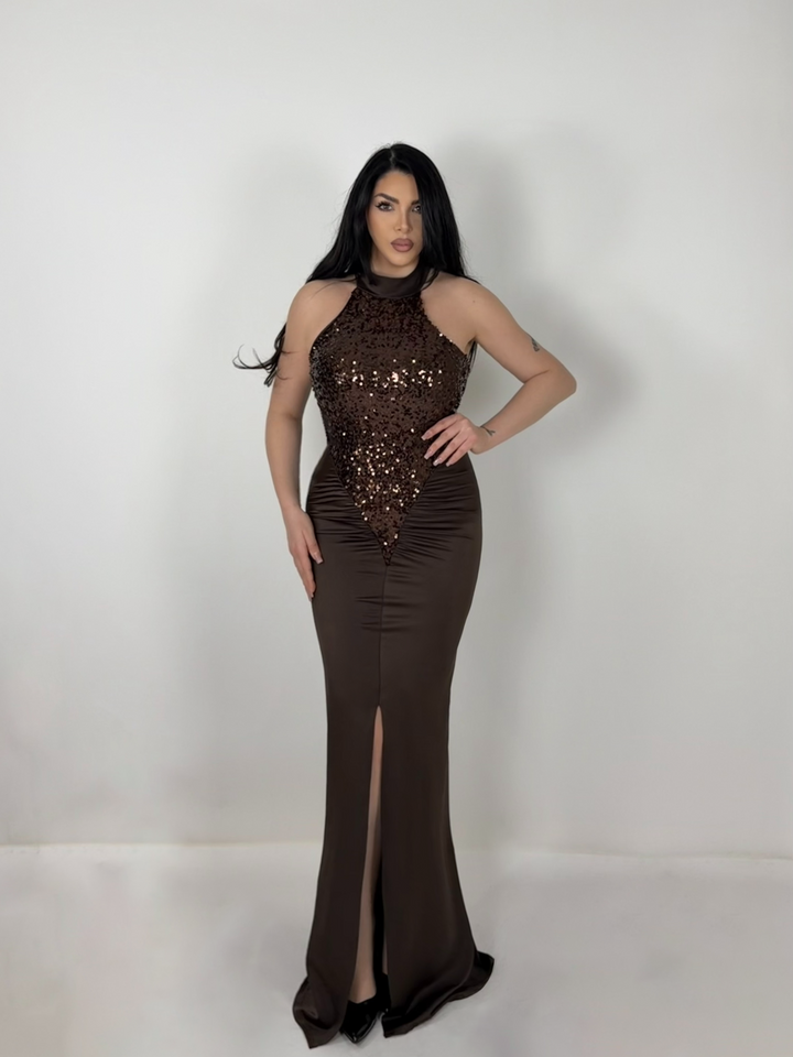Abito a sirena lungo con paillettes “Vanity”