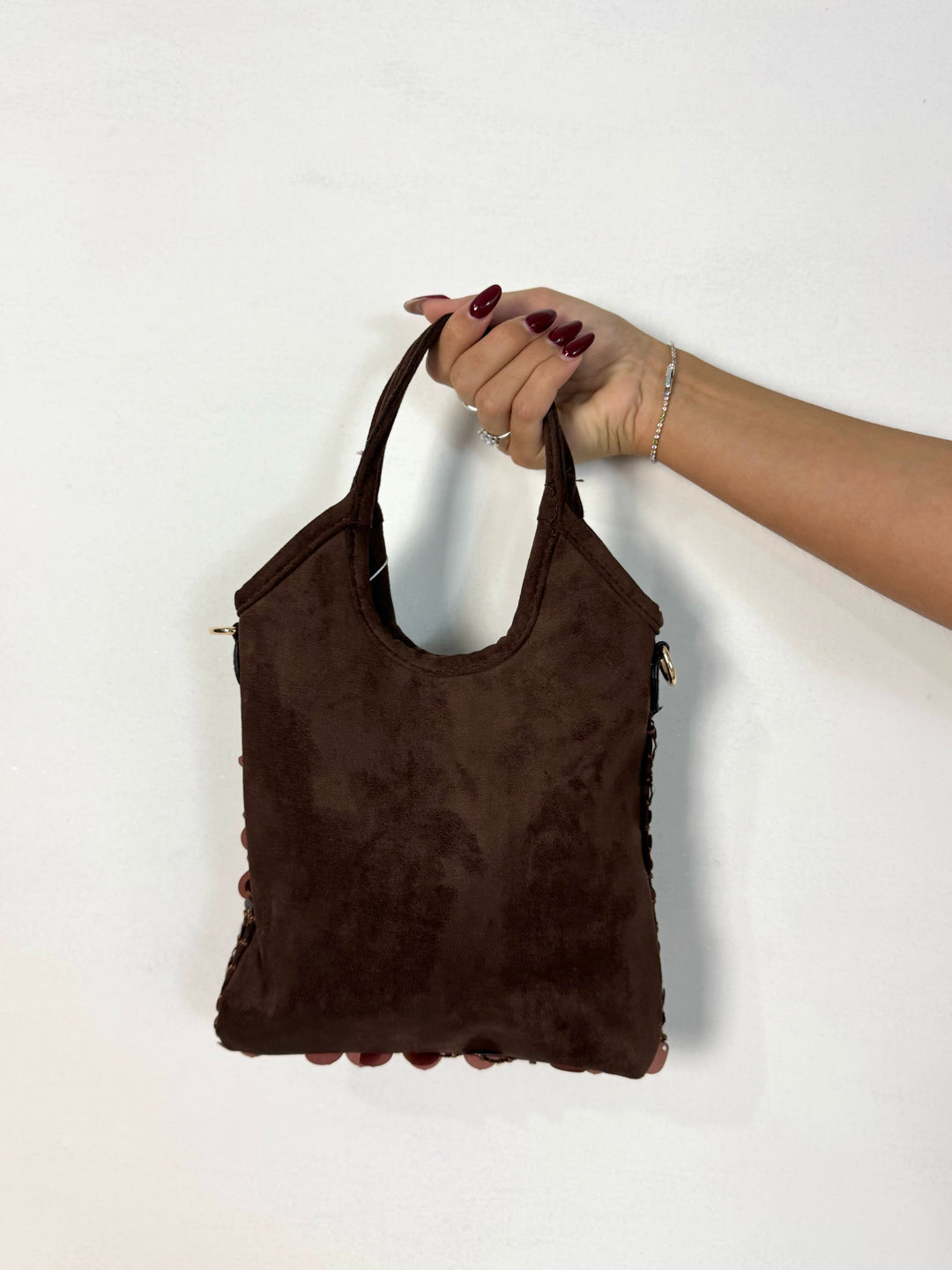 Borsa scamosciata con paillettes “Nayra”