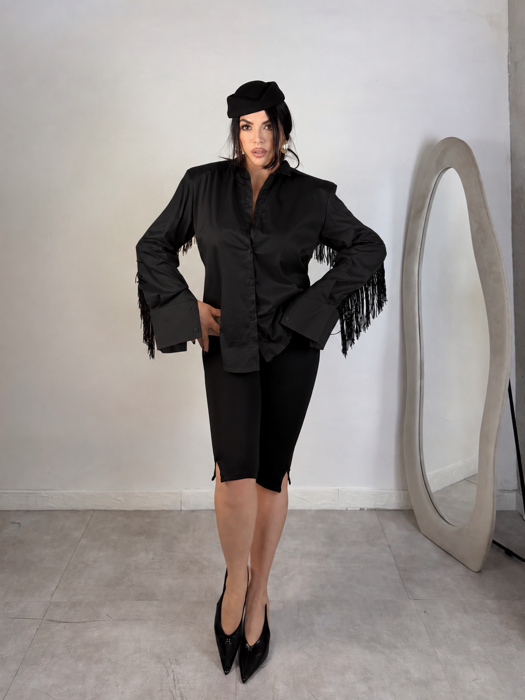 Camicia oversize con frange “Marielle”