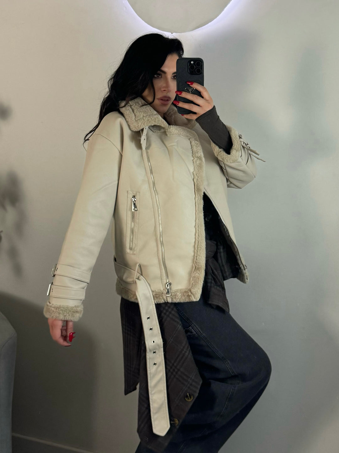 Aviator Jacket Montone Giacca Femminile Zara Zara Giacca Di Pelle