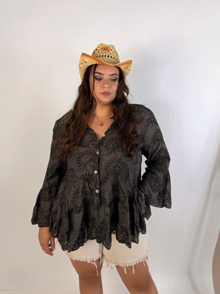 Camicia in pizzo sangallo “Raja”