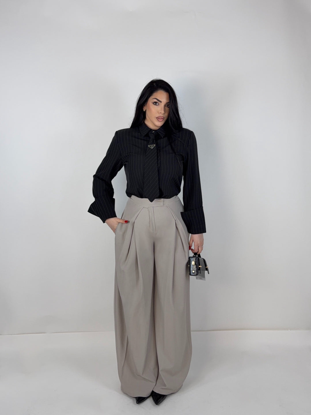 Pantaloni a palazzo con pench “Paris”