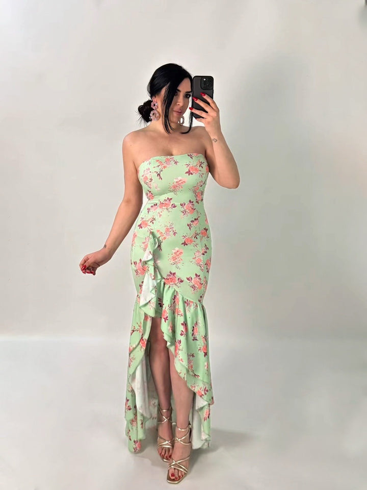 Abito con rouche sul fondo “Fleur”