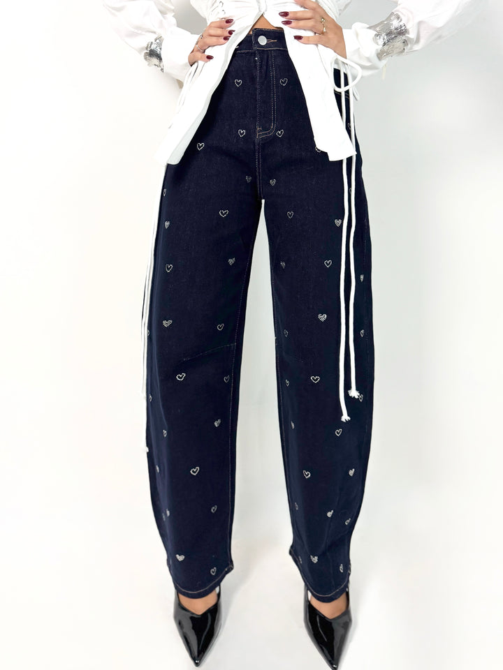 Jeans balloon con cuori “Heart”