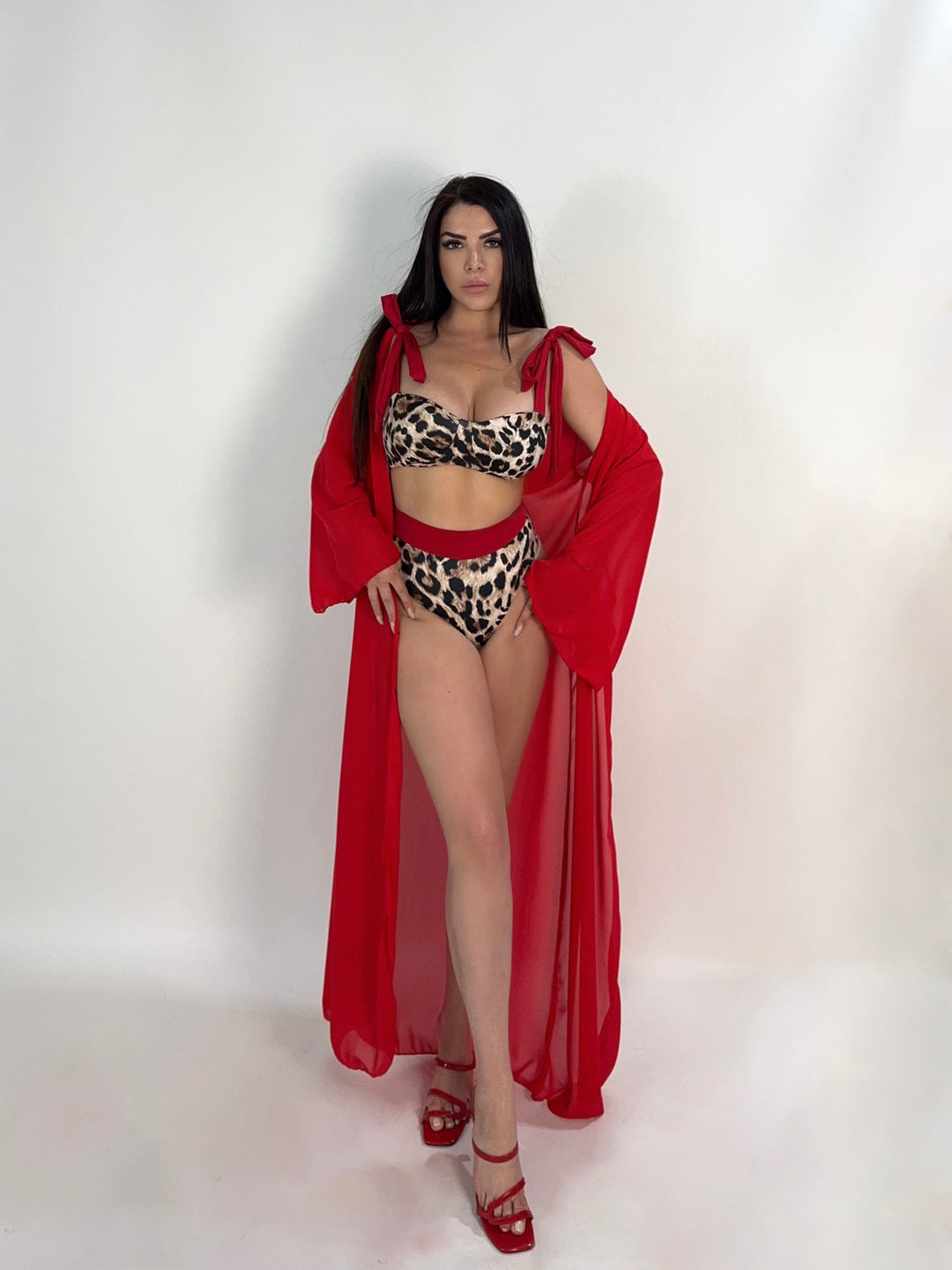 Costume vita alta a due pezzi “Leopard”