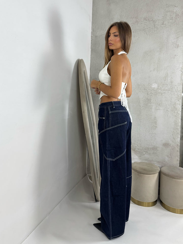 Jeans balloon impunturato “Delia”