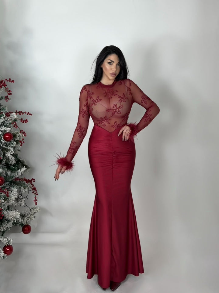 Abito con piume “Magda”