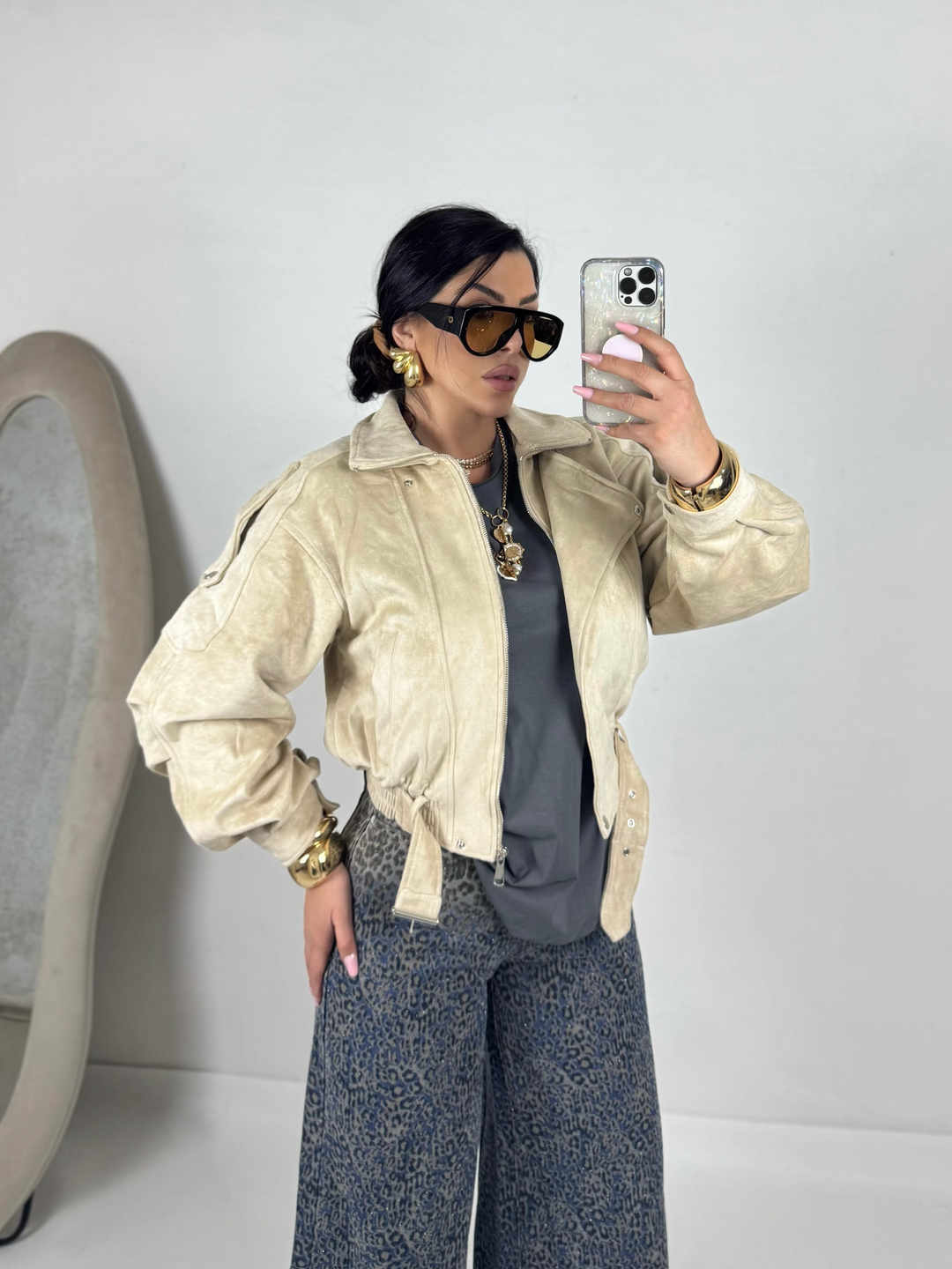 Giubbotto chiodo scamosciato “Josephine”