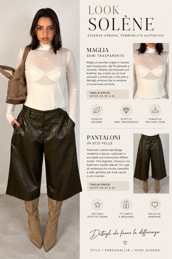 Pantaloni bermuda in eco pelle “Solene”