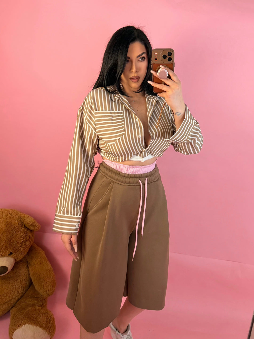 Camicia crop “Mood Pink”