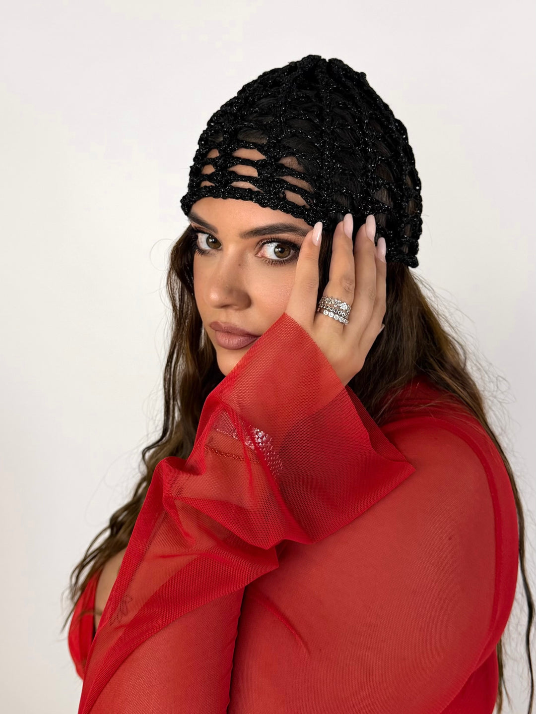 Cappello crochet in lurex
