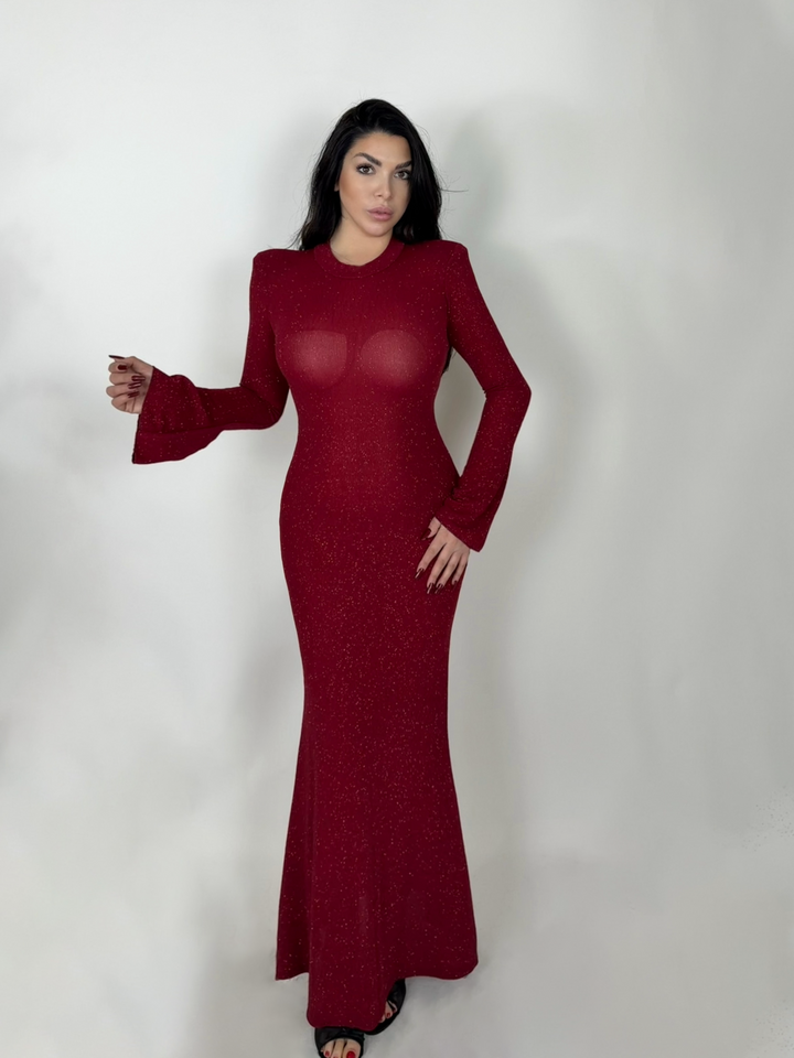 Abito lungo a sirena con scollo dietro “Seraphina”